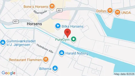 Erhvervslokaler til leje i Horsens - kort over placeringen
