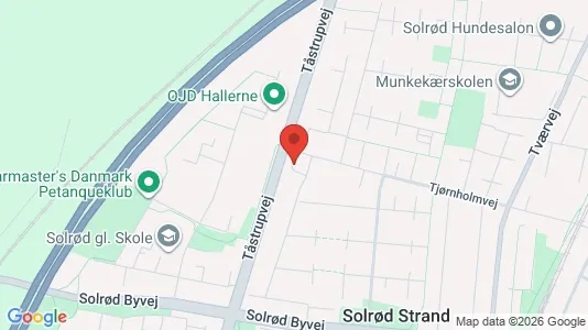 Erhvervslokaler til leje i Solrød Strand - kort over placeringen