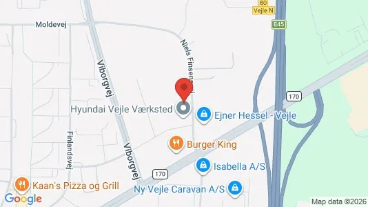 Erhvervslokaler til leje i Vejle Centrum - kort over placeringen