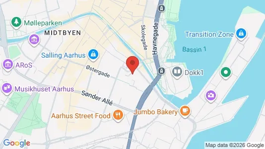 Erhvervslokaler til leje i Århus C - kort over placeringen