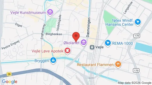 Erhvervslokaler til leje i Vejle Centrum - kort over placeringen