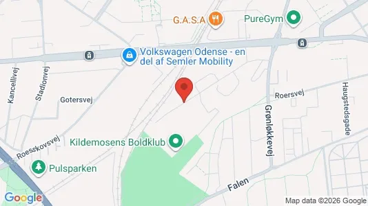 Erhvervslokaler til leje i Odense C - kort over placeringen