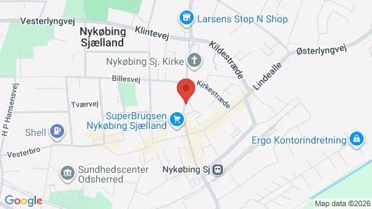 Erhvervslokaler til leje i Nykøbing Sjælland - kort over placeringen