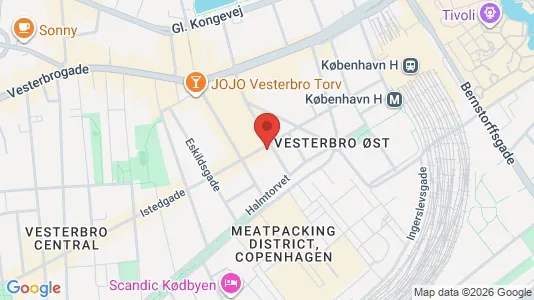 Erhvervslokaler til leje i Vesterbro - kort over placeringen