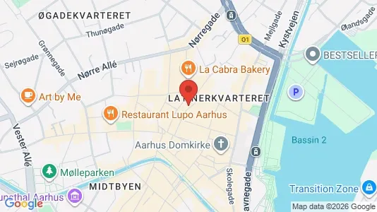 Erhvervslokaler til leje i Århus C - kort over placeringen