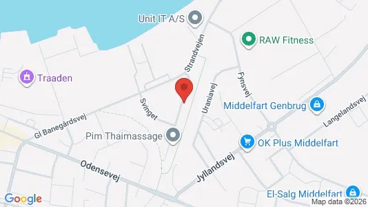 Erhvervslokaler til leje i Middelfart - kort over placeringen