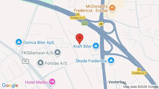 Erhvervslokaler til leje i Fredericia - kort over placeringen