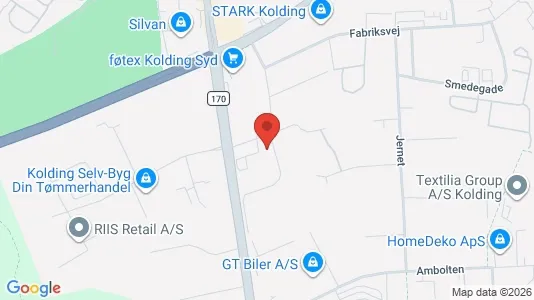 Erhvervslokaler til leje i Kolding - kort over placeringen