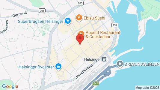 Erhvervslokaler til leje i Helsingør - kort over placeringen