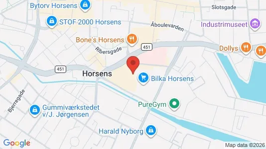 Erhvervslokaler til leje i Horsens - kort over placeringen