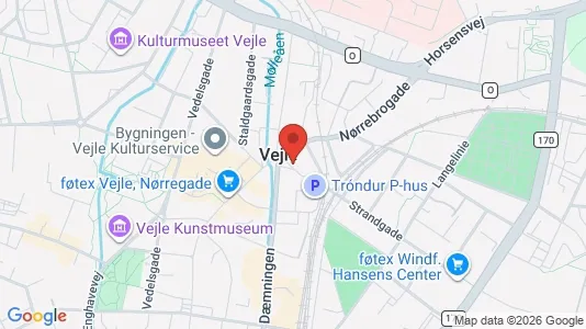 Erhvervslokaler til leje i Vejle Centrum - kort over placeringen