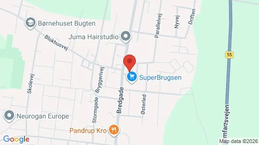 Erhvervslokaler til leje i Pandrup - kort over placeringen