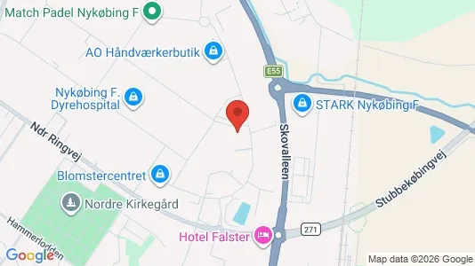 Erhvervslokaler til leje i Nykøbing Falster - kort over placeringen