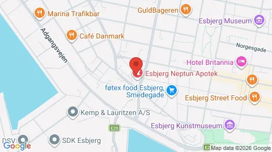 Erhvervslokaler til leje i Esbjerg Centrum - kort over placeringen