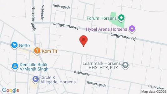 Erhvervslokaler til leje i Horsens - kort over placeringen