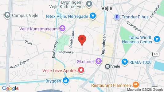 Erhvervslokaler til leje i Vejle Centrum - kort over placeringen