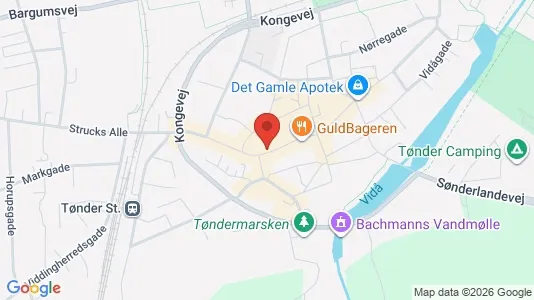 Erhvervslokaler til leje i Tønder - kort over placeringen