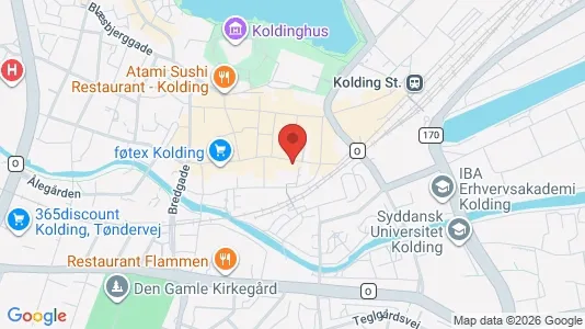 Erhvervslokaler til leje i Kolding - kort over placeringen