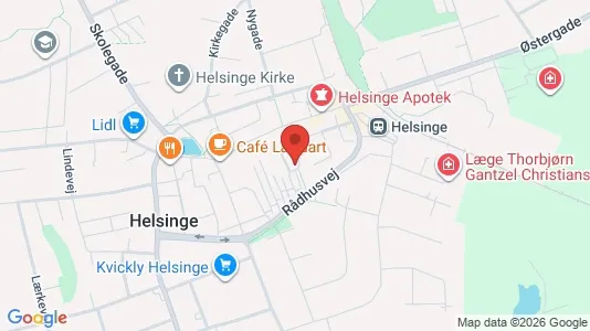 Erhvervslokaler til leje i Helsinge - kort over placeringen