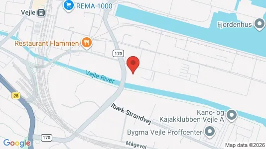 Erhvervslokaler til leje i Vejle Centrum - kort over placeringen