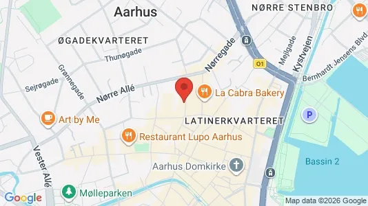 Erhvervslokaler til leje i Århus C - kort over placeringen