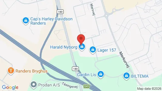 Erhvervslokaler til leje i Randers SØ - kort over placeringen