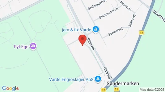 Erhvervslokaler til leje i Varde - kort over placeringen