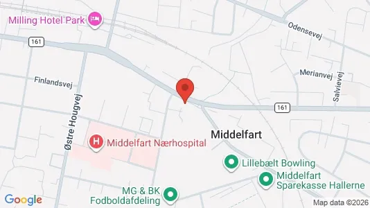 Erhvervslokaler til leje i Middelfart - kort over placeringen