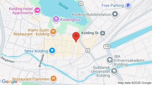 Erhvervslokaler til leje i Kolding - kort over placeringen