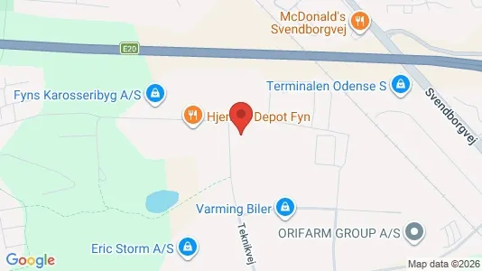 Erhvervslokaler til leje i Odense S - kort over placeringen
