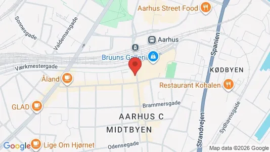 Erhvervslokaler til leje i Århus C - kort over placeringen
