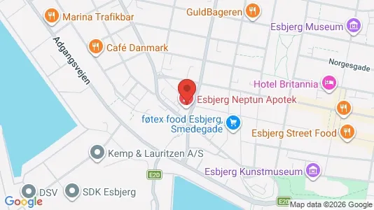 Erhvervslokaler til leje i Esbjerg Centrum - kort over placeringen