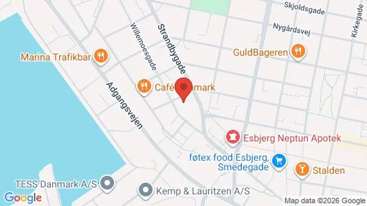 Erhvervslokaler til leje i Esbjerg Centrum - kort over placeringen