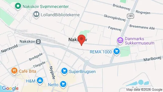 Erhvervslokaler til leje i Nakskov - kort over placeringen