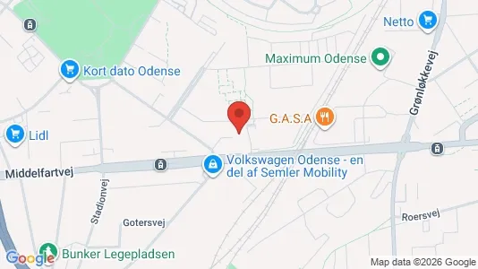 Erhvervslokaler til leje i Odense V - kort over placeringen