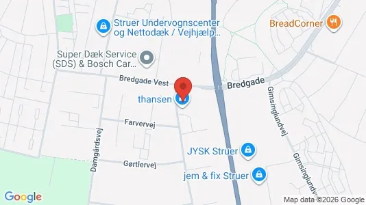 Erhvervslokaler til leje i Struer - kort over placeringen