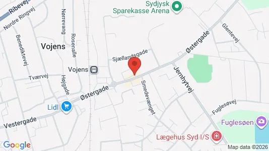Erhvervslokaler til leje i Vojens - kort over placeringen