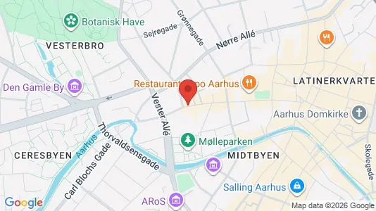 Erhvervslokaler til leje i Århus C - kort over placeringen