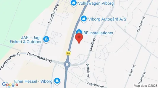 Erhvervslokaler til leje i Viborg - kort over placeringen