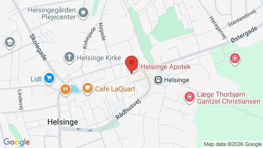 Erhvervslokaler til leje i Helsinge - kort over placeringen