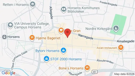 Erhvervslokaler til leje i Horsens - kort over placeringen