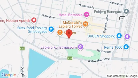 Erhvervslokaler til leje i Esbjerg Centrum - kort over placeringen