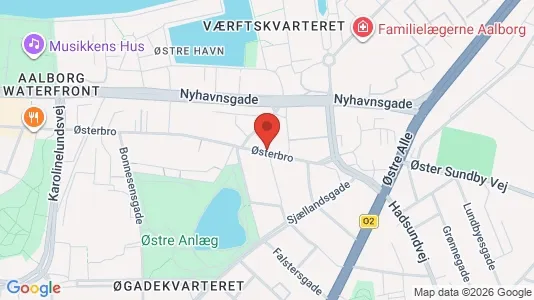 Erhvervslokaler til leje i Aalborg Centrum - kort over placeringen