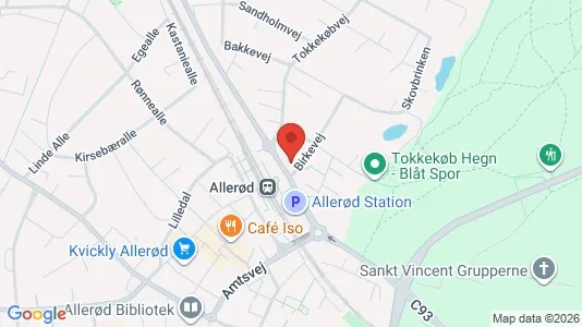 Erhvervslokaler til leje i Allerød - kort over placeringen