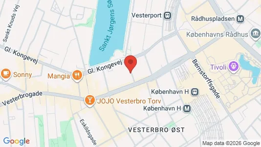 Erhvervslokaler til leje i Vesterbro - kort over placeringen