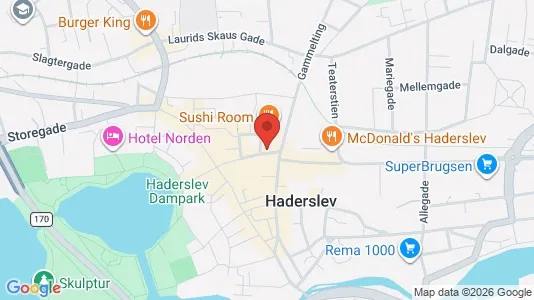 Erhvervslokaler til leje i Haderslev - kort over placeringen