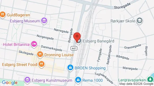 Erhvervslokaler til leje i Esbjerg Centrum - kort over placeringen