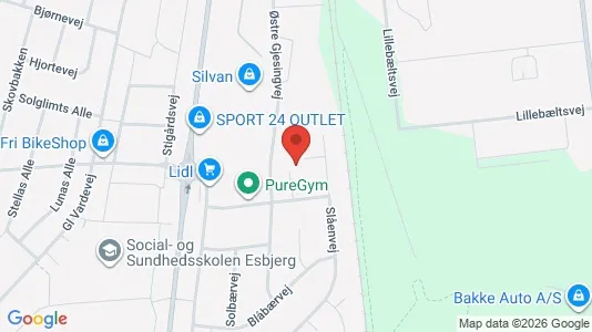 Erhvervslokaler til leje i Esbjerg N - kort over placeringen