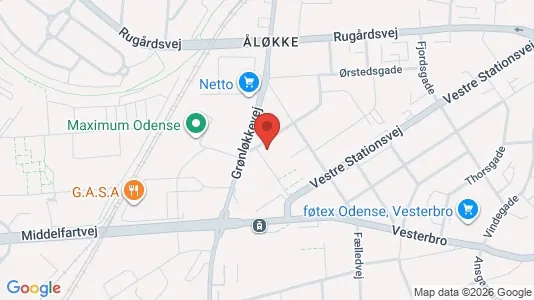 Erhvervslokaler til leje i Odense C - kort over placeringen
