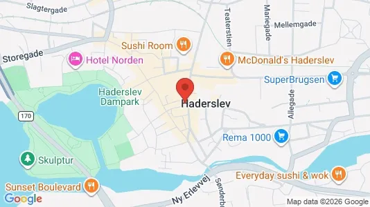 Erhvervslokaler til leje i Haderslev - kort over placeringen
